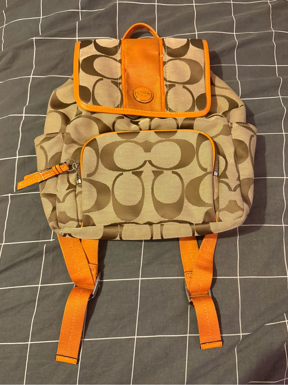 Coach signature print backpack